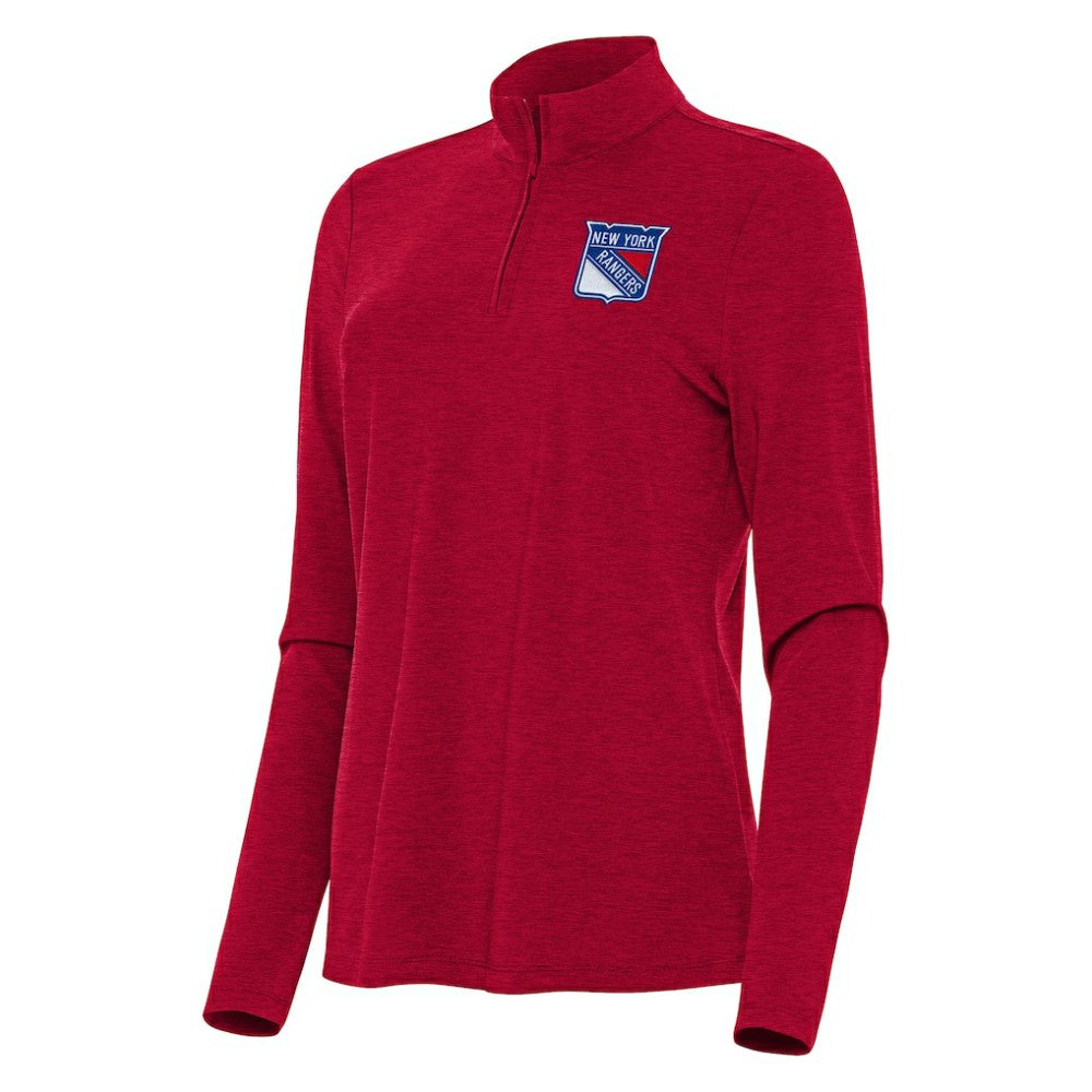 NHL New York Rangers Antigua Women's Bright Quarter-Zip Top - Heather Red