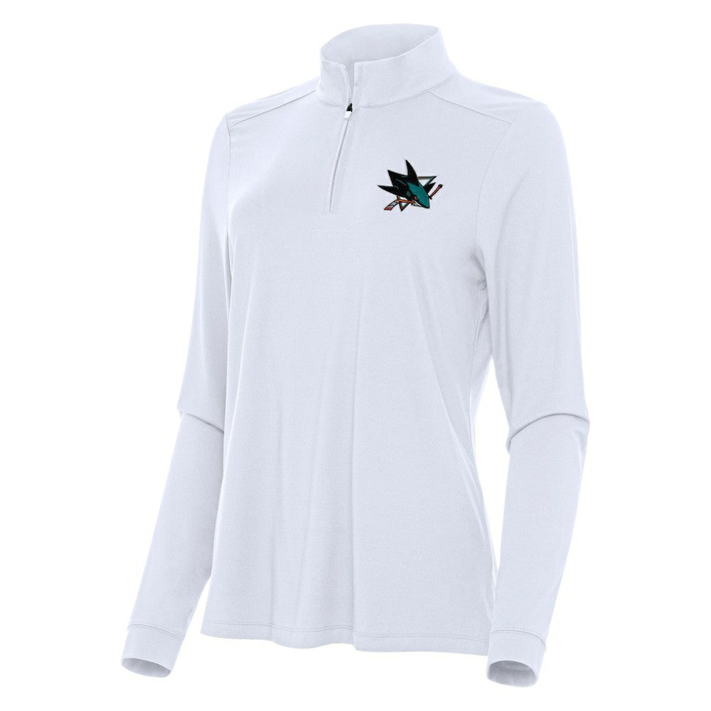 NHL San Jose Sharks Antigua Women's Intent Quarter-Zip Top - White