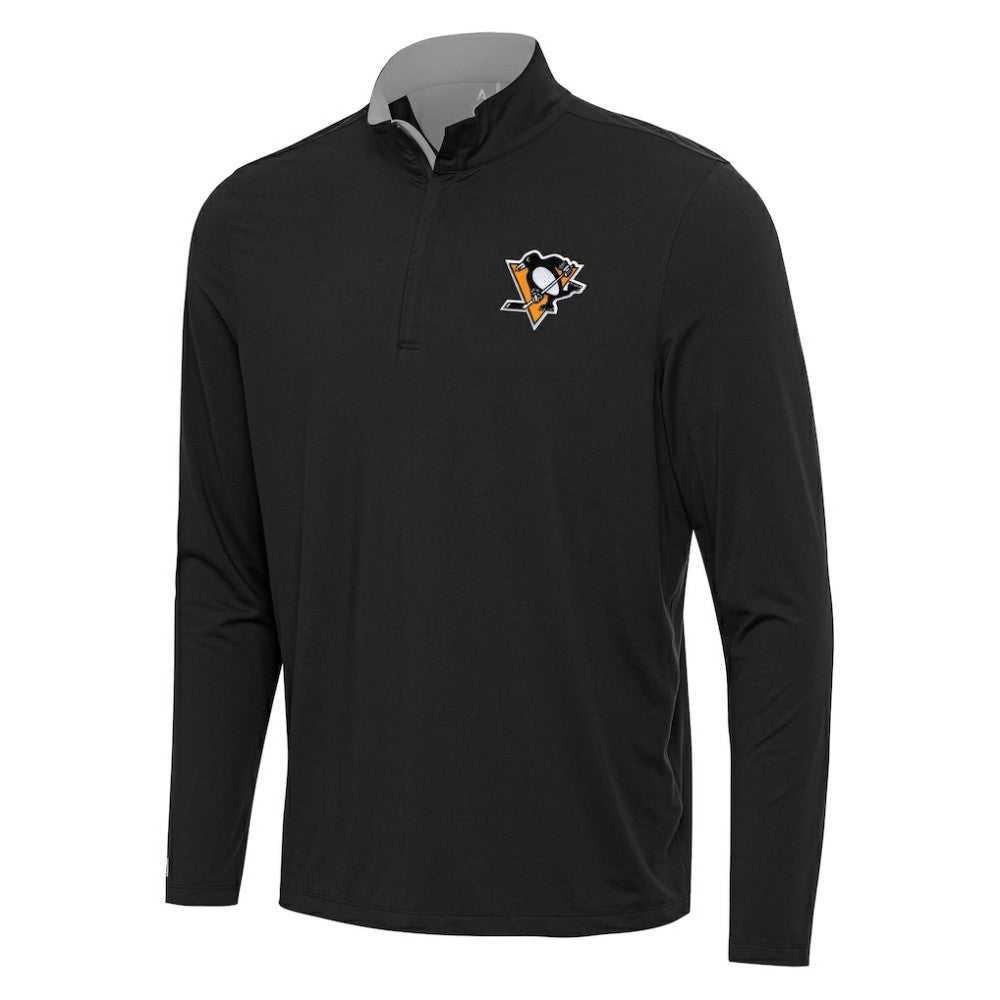 NHL Pittsburgh Penguins Antigua Content Quarter-Zip Pullover Top - Black/Gray