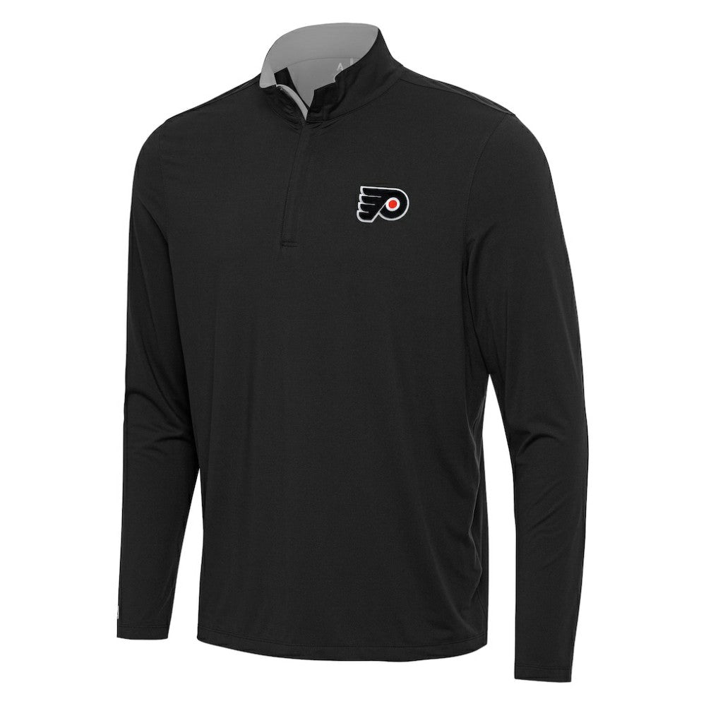 NHL Philadelphia Flyers Antigua Content Quarter-Zip Pullover Top - Black/Gray