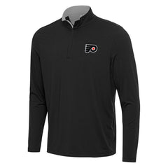 NHL Philadelphia Flyers Antigua Content Quarter-Zip Pullover Top - Black/Gray