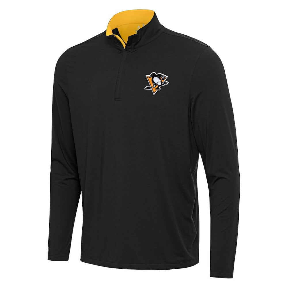NHL Pittsburgh Penguins Antigua Content Quarter-Zip Pullover Top - Black/Gold