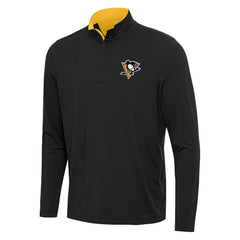 NHL Pittsburgh Penguins Antigua Content Quarter-Zip Pullover Top - Black/Gold
