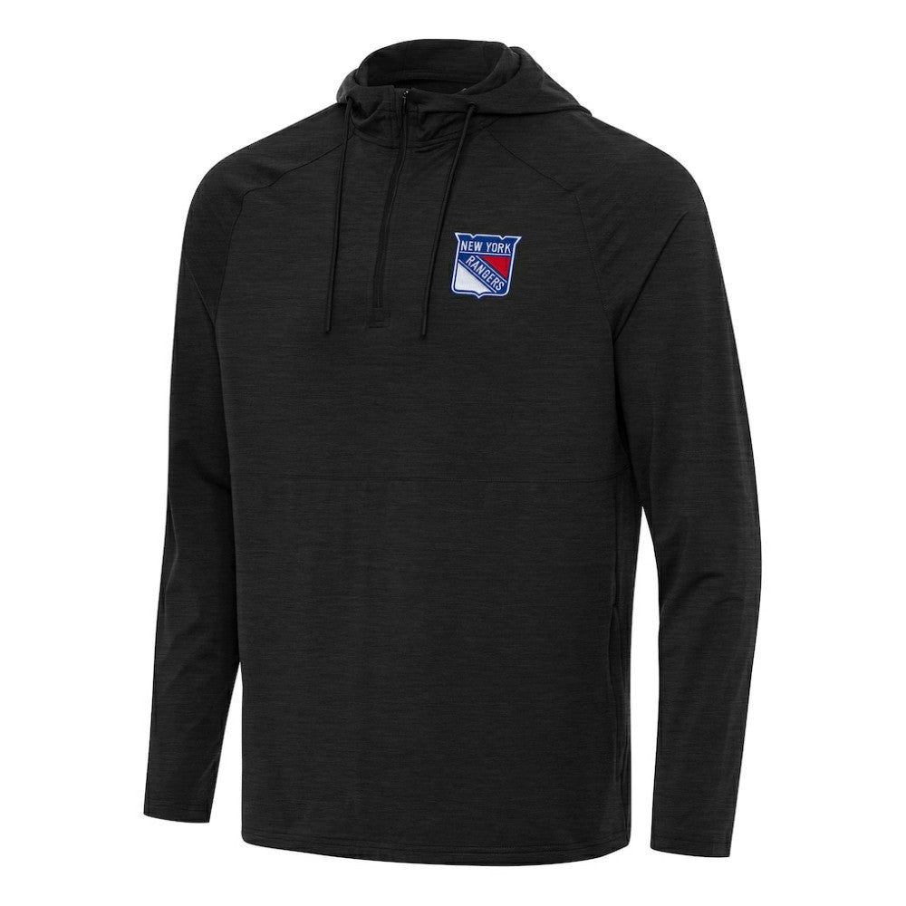 NHL New York Rangers Antigua Spikes Quarter-Zip Hoodie - Heather Black
