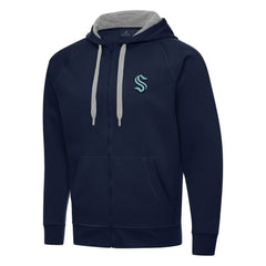 NHL Seattle Kraken Antigua Big & Tall Victory Full-Zip Hoodie - Navy