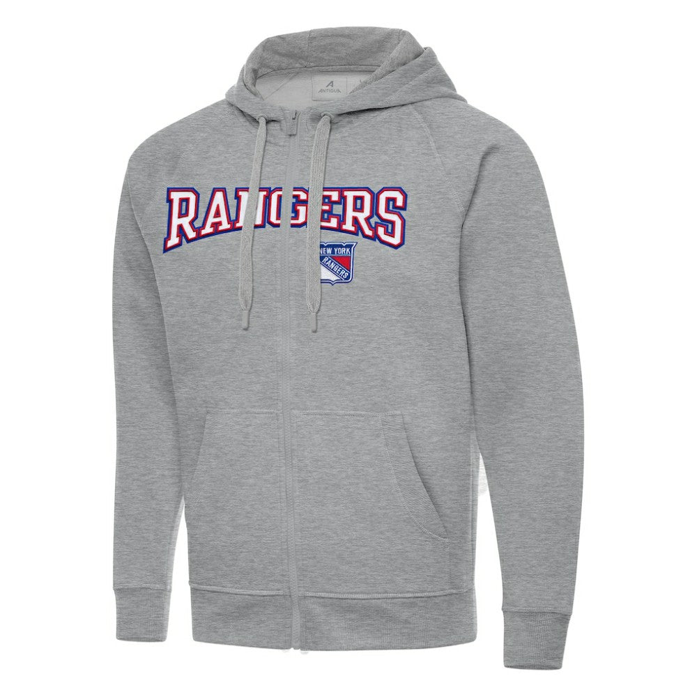 NHL New York Rangers Antigua Big & Tall Victory Full-Zip Hoodie - Heather Gray