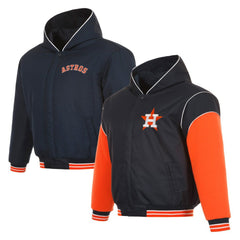 Houston Astros JH Design Youth Reversible Fleece Full-Snap Hoodie Jacket - Black Jackets
