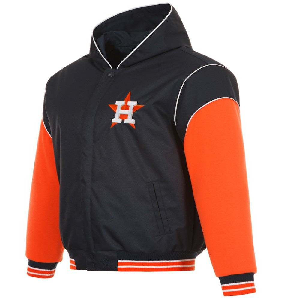 Houston Astros JH Design Youth Reversible Fleece Full-Snap Hoodie Jacket - Black Jackets