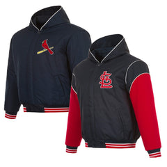 St. Louis Cardinals JH Design Youth Reversible Fleece Full-Snap Hoodie Jacket - Black Jackets