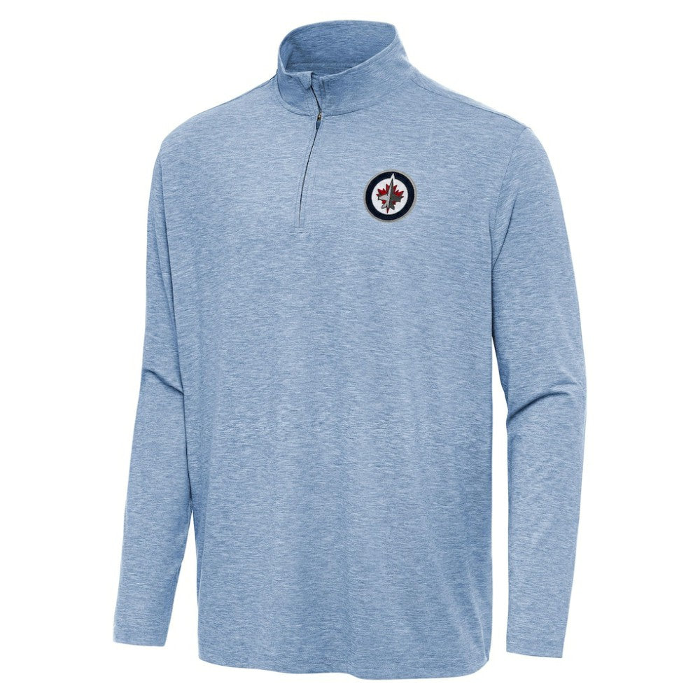NHL Winnipeg Jets Antigua Hunk Quarter-Zip Top - Heather Blue