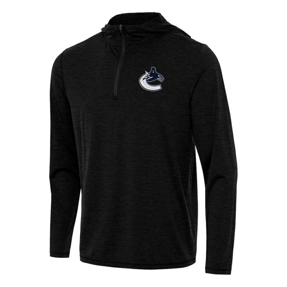 NHL Vancouver Canucks Antigua Tidy Quarter-Zip Hoodie - Heather Black
