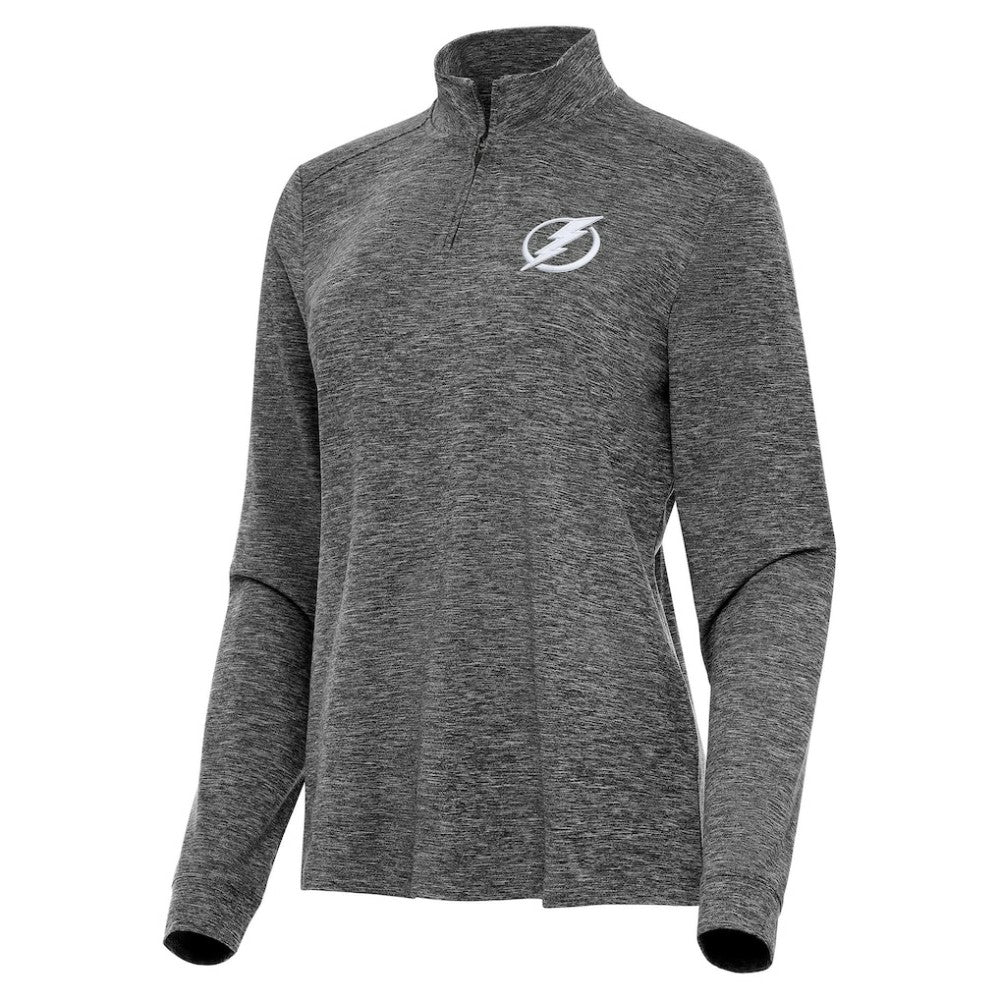 NHL Tampa Bay Lightning Antigua Women's Mentor Quarter-Zip Mock Long Sleeve Top - Heather Black