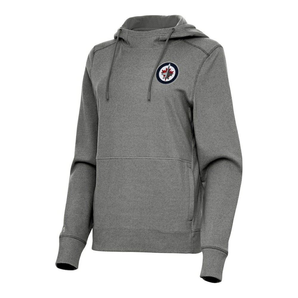 NHL Winnipeg Jets Antigua Women's Justice Pullover Hoodie - Heather Black