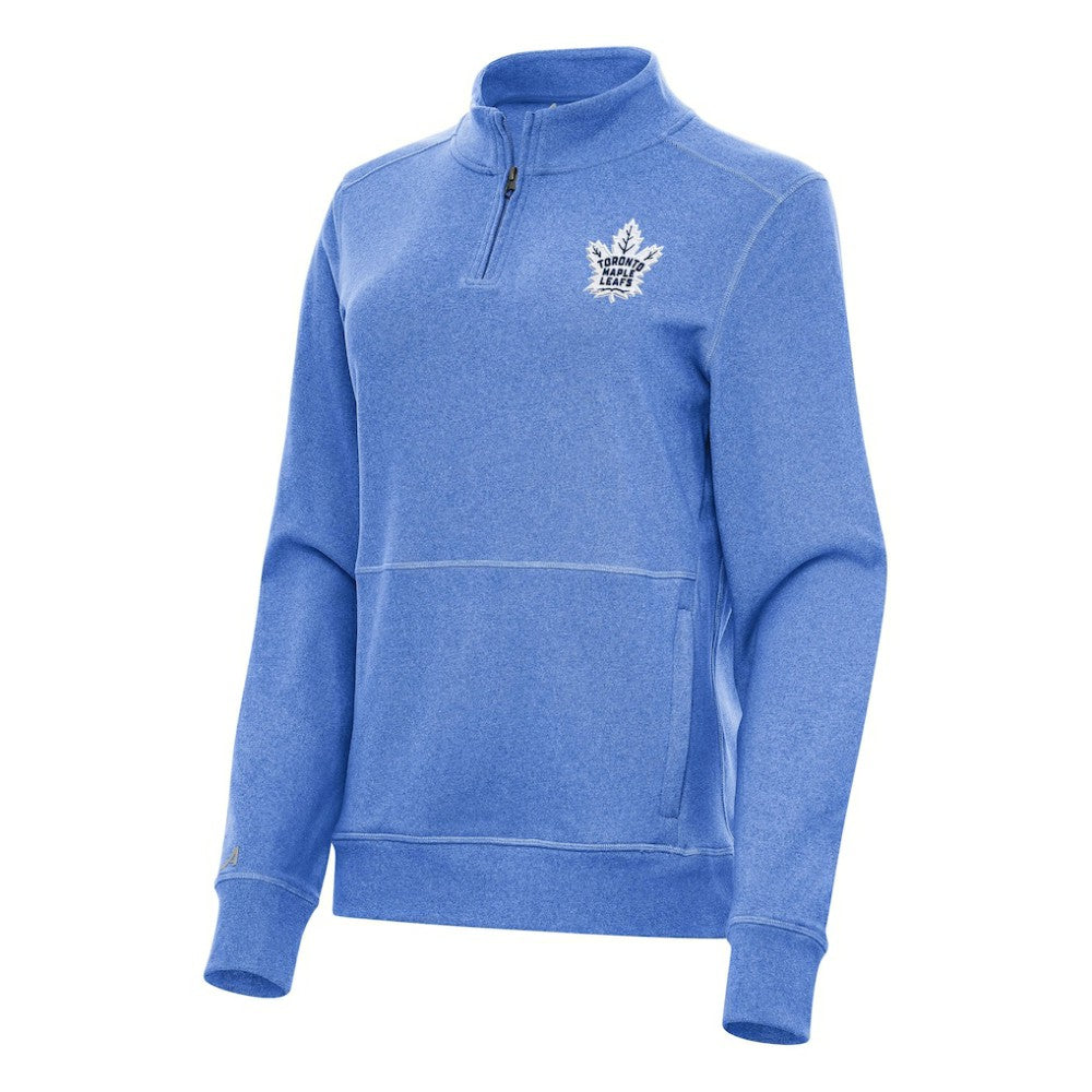 NHL Toronto Maple Leafs Antigua Women's Crush Quarter-Zip Fleece Sweatshirt - Heather Royal