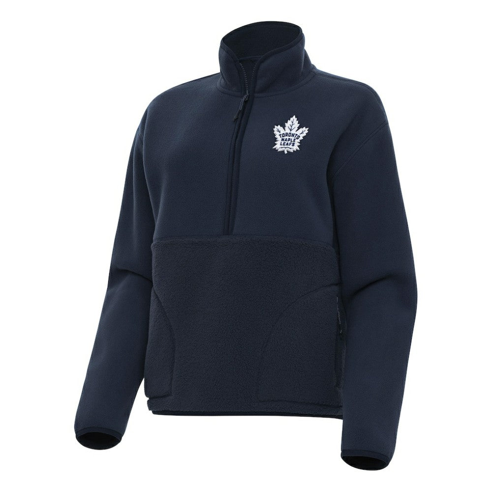 NHL Toronto Maple Leafs Antigua Women's Figure Half-Zip Pullover Sweatshirt - Navy