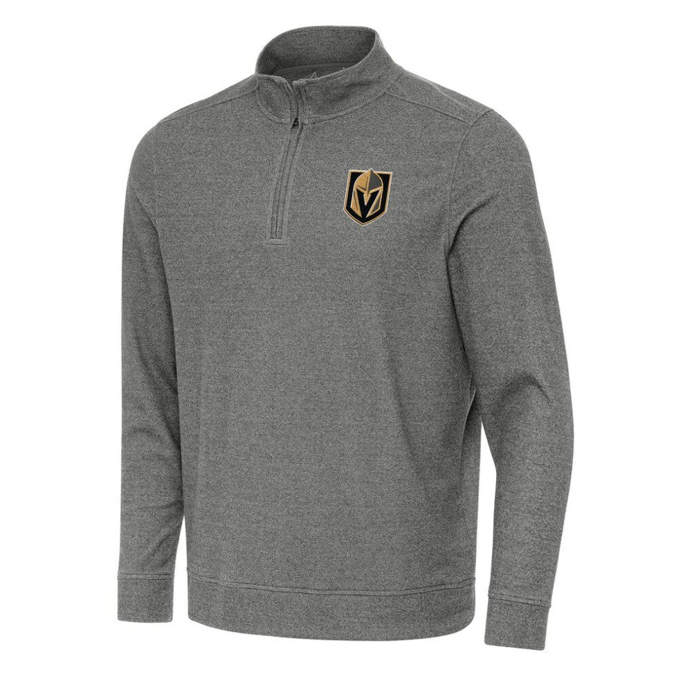 NHL Vegas Golden Knights Antigua Subtle Quarter-Zip Sweatshirt - Heather Black