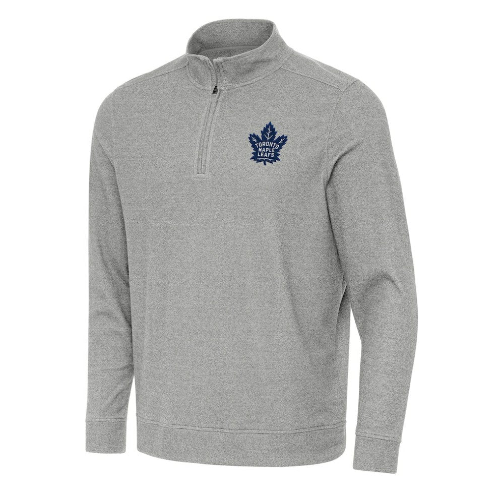 NHL Toronto Maple Leafs Antigua Subtle Quarter-Zip Sweatshirt - Heather Gray