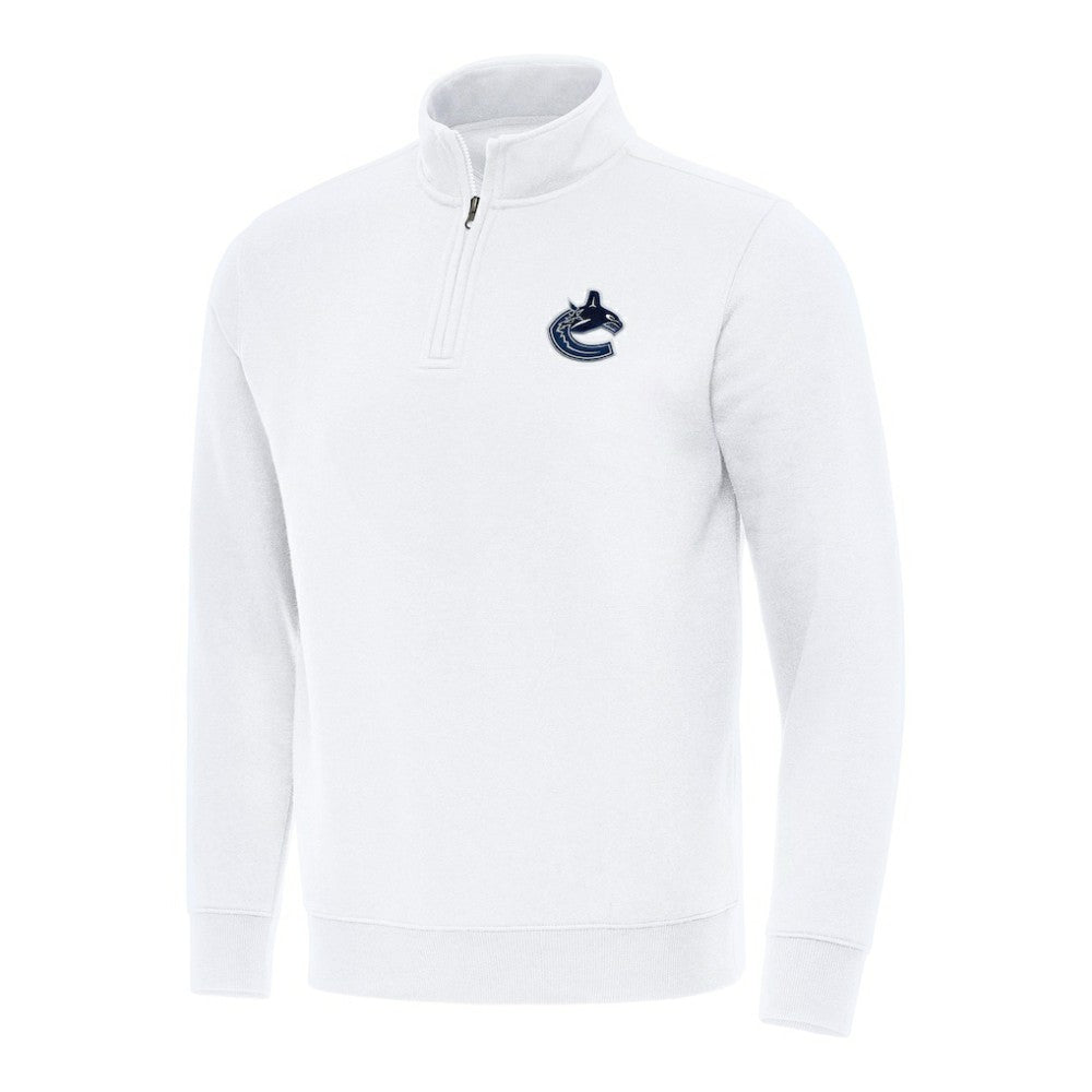 NHL Vancouver Canucks Antigua Victory Quarter-Zip Mock Sweatshirt - White