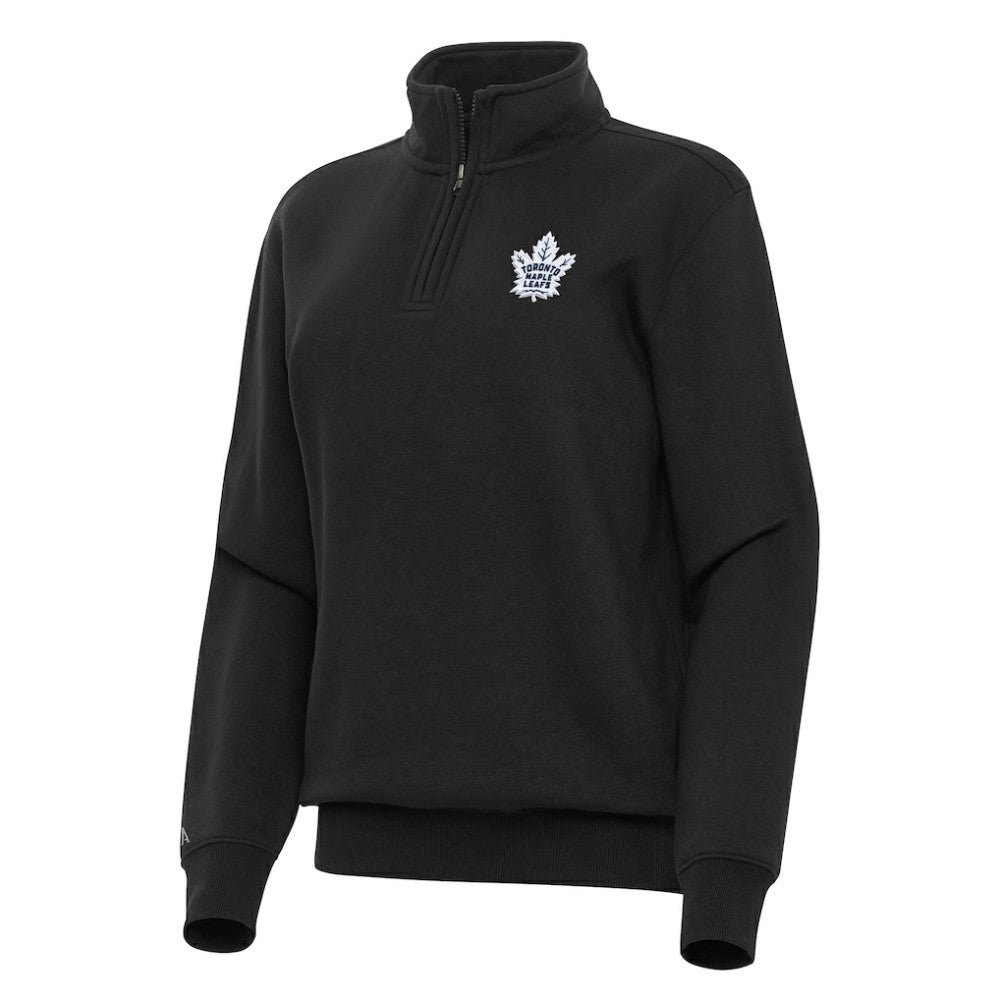 NHL Toronto Maple Leafs Antigua Women's Victory Quarter-Zip Sweatshirt - Black