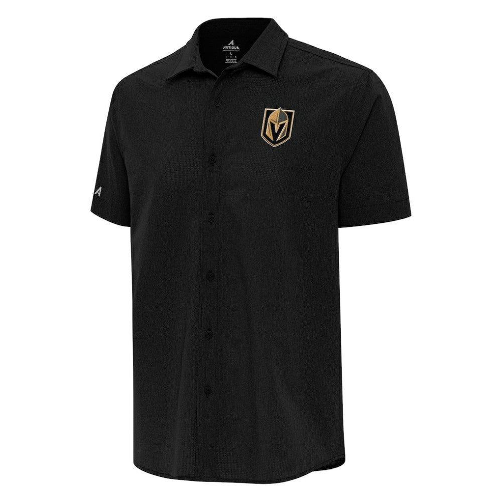 NHL Vegas Golden Knights Antigua Activate Woven Short Sleeve Button-Up Shirt - Black