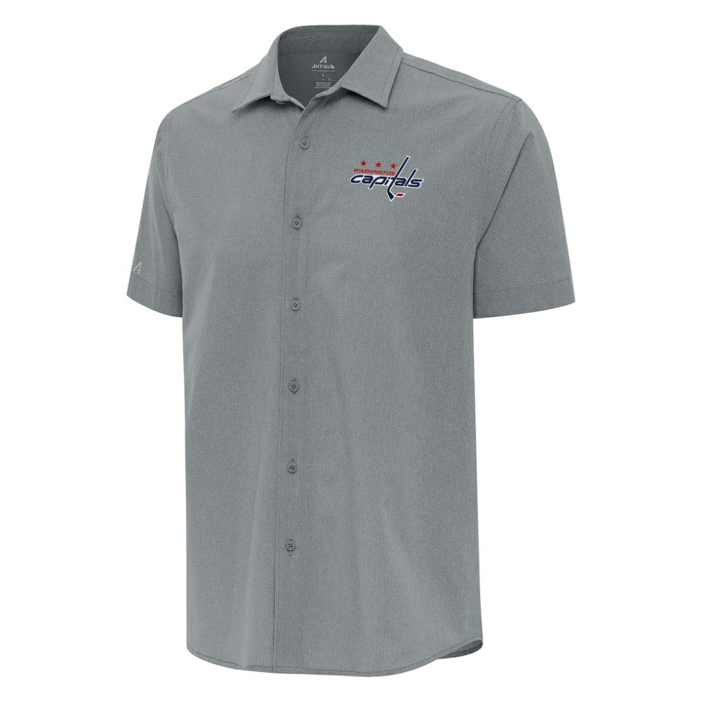 NHL Washington Capitals Antigua Activate Woven Short Sleeve Button-Up Shirt - Gray