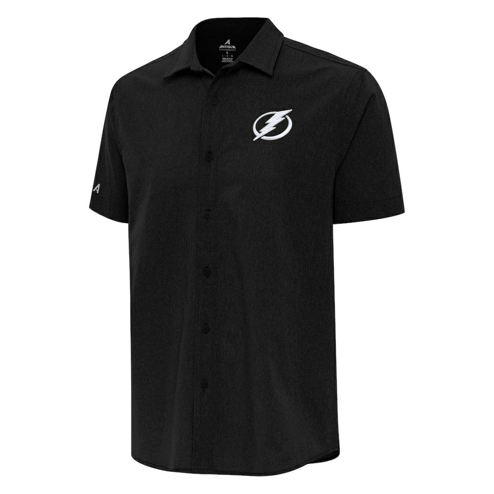 NHL Tampa Bay Lightning Antigua Activate Woven Short Sleeve Button-Up Shirt - Black