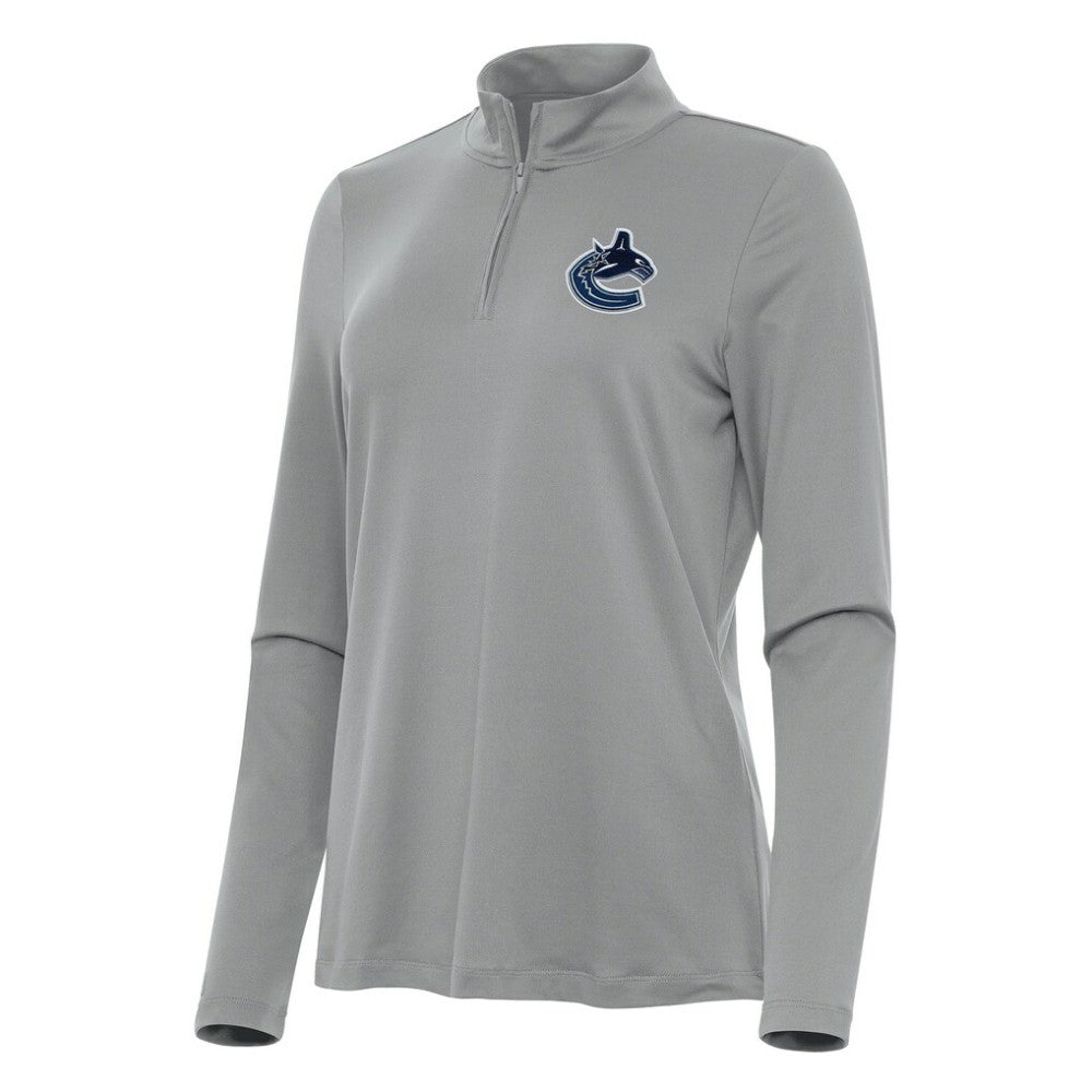 NHL Vancouver Canucks Antigua Women's Reprocess Quarter-Zip Top - Gray