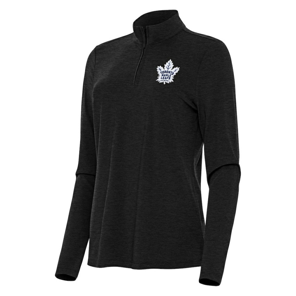 NHL Toronto Maple Leafs Antigua Women's Bright Quarter-Zip Top - Heather Black