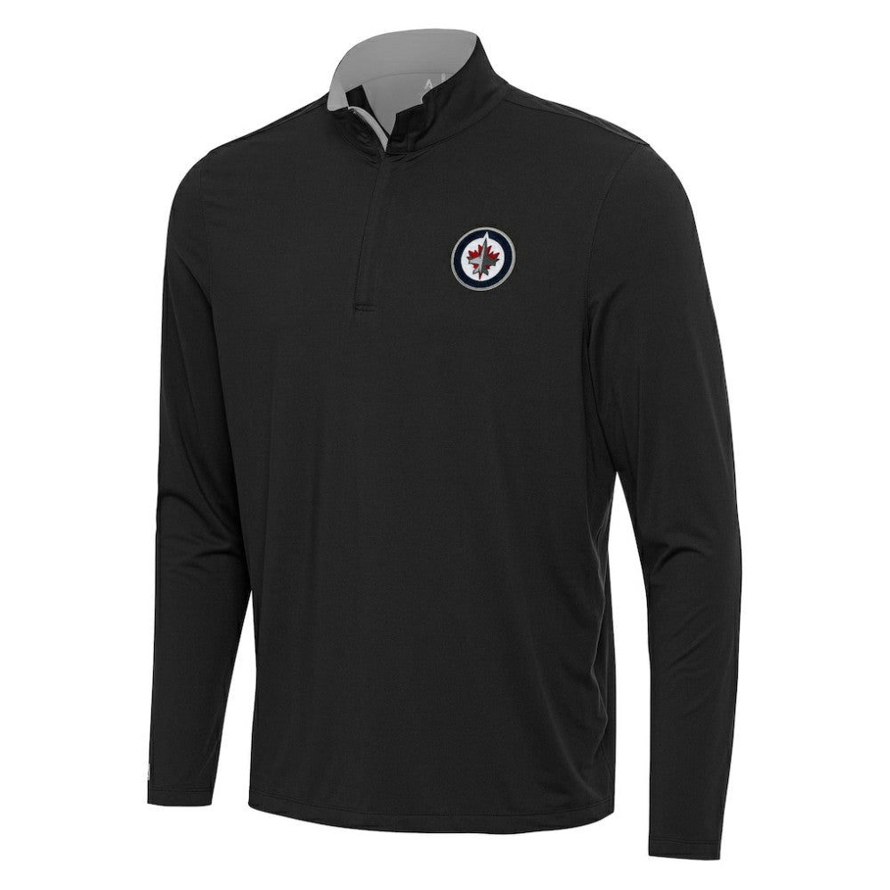 NHL Winnipeg Jets Antigua Content Quarter-Zip Pullover Top - Black/Gray