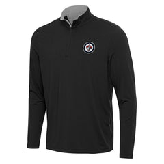 NHL Winnipeg Jets Antigua Content Quarter-Zip Pullover Top - Black/Gray
