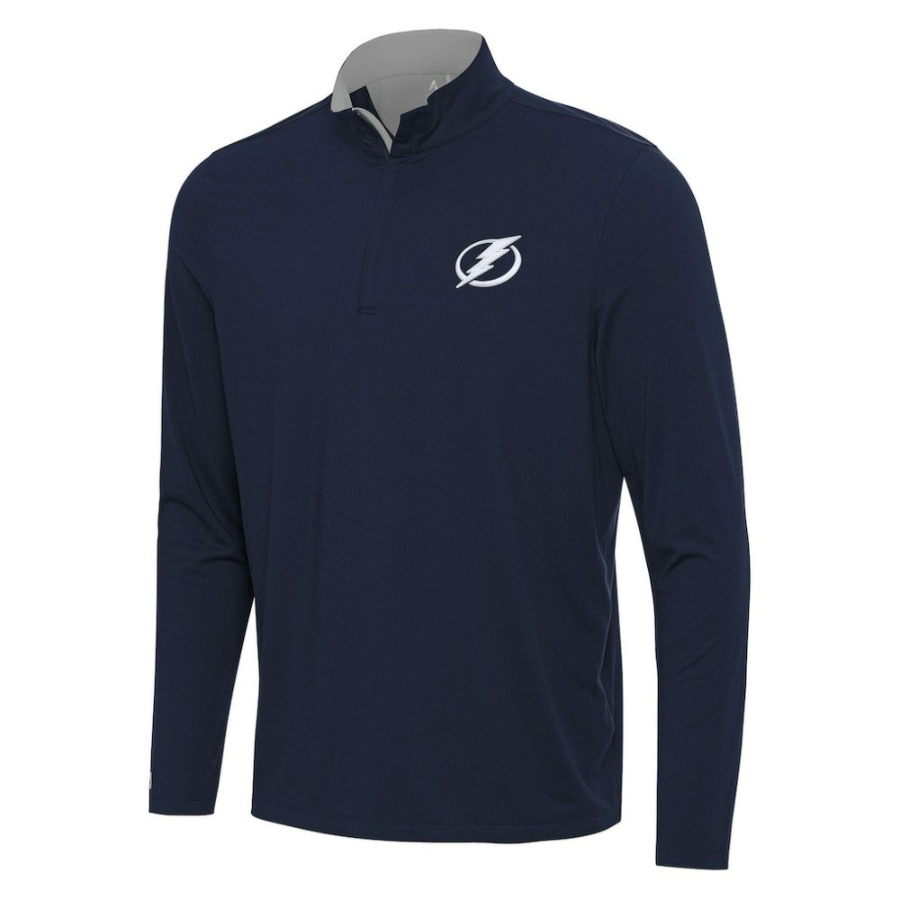 NHL Tampa Bay Lightning Antigua Content Quarter-Zip Pullover Top - Navy/Gray