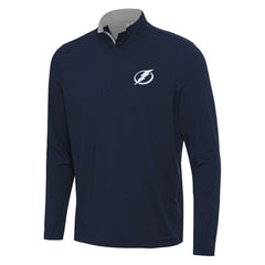 NHL Tampa Bay Lightning Antigua Content Quarter-Zip Pullover Top - Navy/Gray