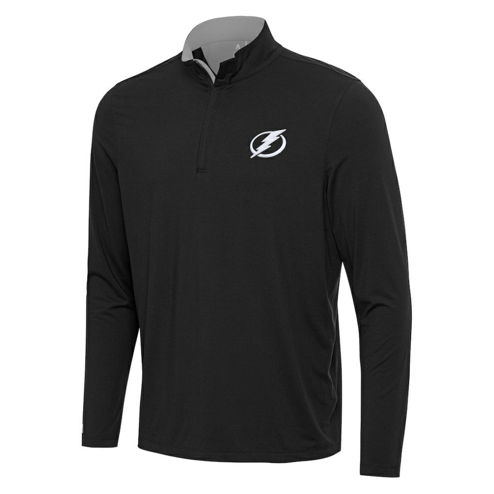 NHL Tampa Bay Lightning Antigua Content Quarter-Zip Pullover Top - Black/Gray