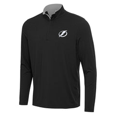 NHL Tampa Bay Lightning Antigua Content Quarter-Zip Pullover Top - Black/Gray