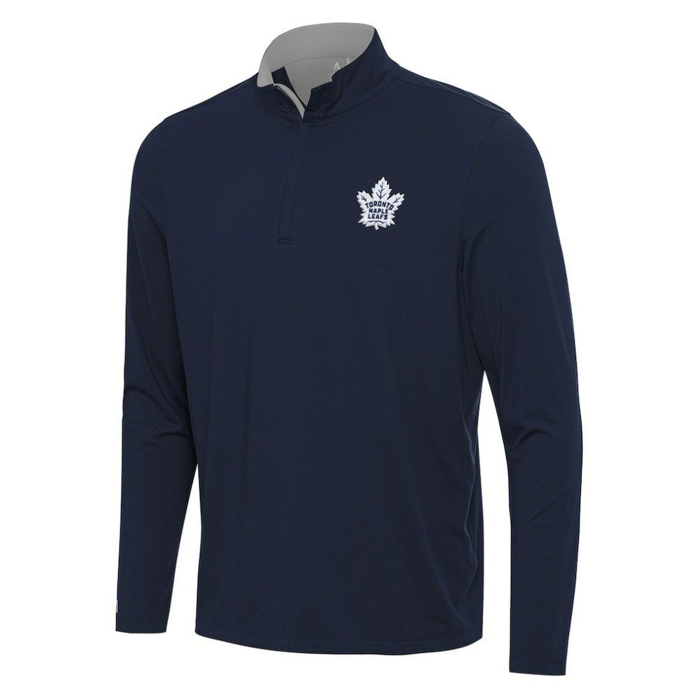 NHL Toronto Maple Leafs Antigua Content Quarter-Zip Pullover Top - Navy/Gray