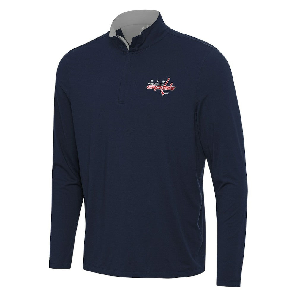 NHL Washington Capitals Antigua Content Quarter-Zip Pullover Top - Navy/Gray