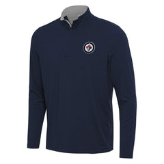NHL Winnipeg Jets Antigua Content Quarter-Zip Pullover Top - Navy/Gray