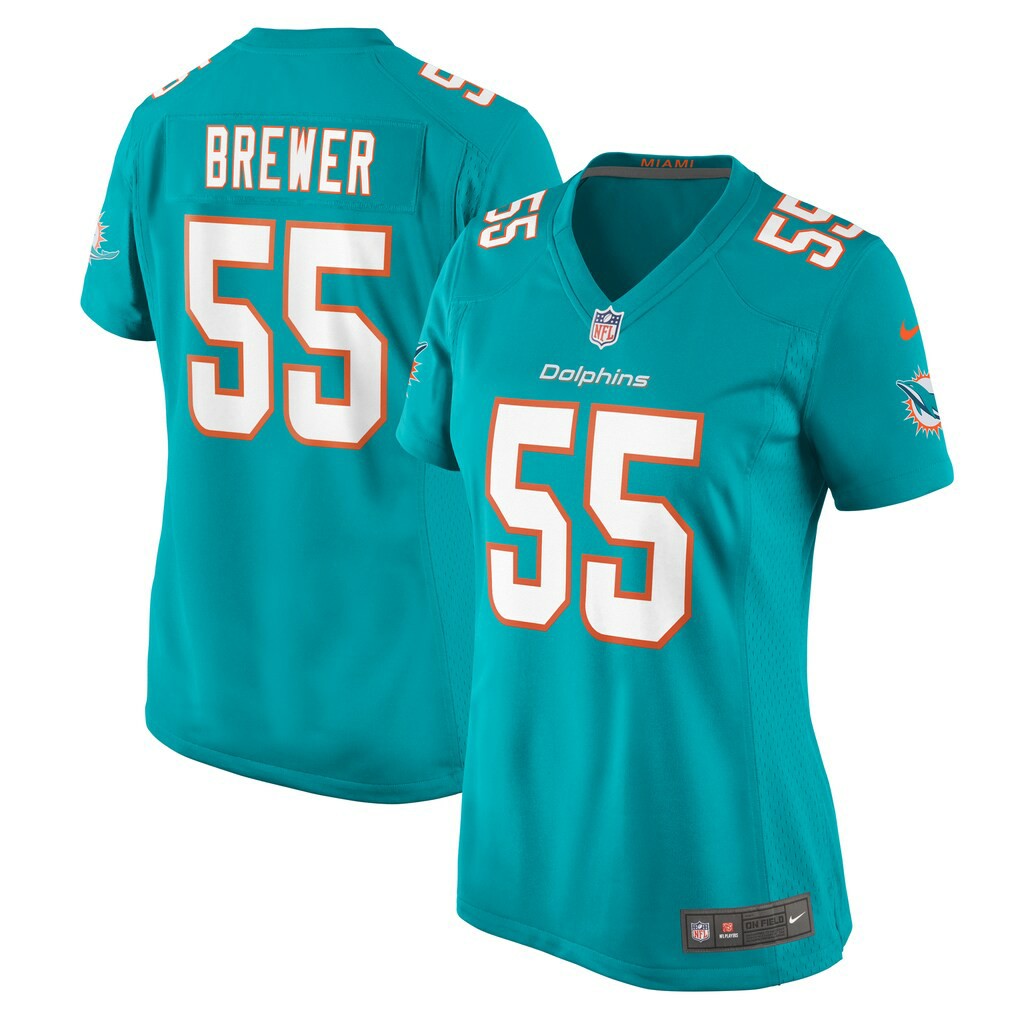 Aaron Brewer Miami Dolphins Women's Game Jersey Aqua