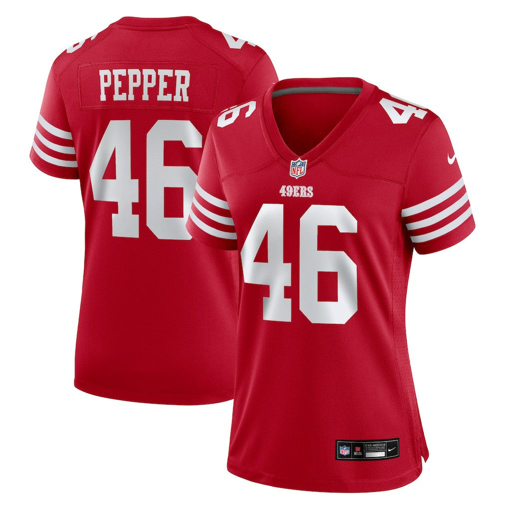 NFL Taybor Pepper San Francisco 49ers Women's Team Game Jersey - Scarlet