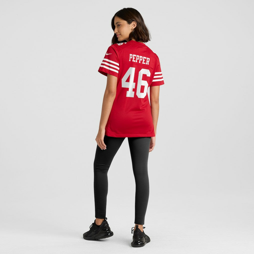 NFL Taybor Pepper San Francisco 49ers Women's Team Game Jersey - Scarlet