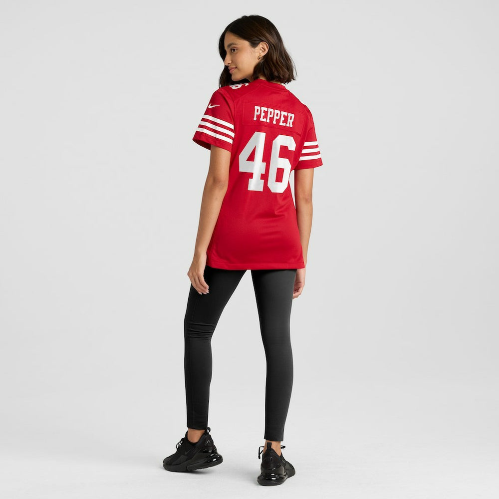 NFL Taybor Pepper San Francisco 49ers Women's Team Game Jersey - Scarlet