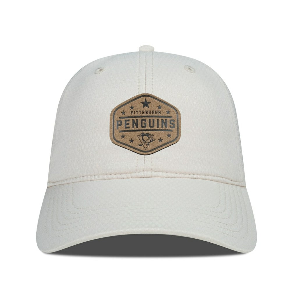 NHL Pittsburgh Penguins Men's Levelwear Faux Leather Patch Unstructured Adjustable Hat - Cream