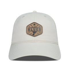 NHL St. Louis Blues Men's Levelwear Faux Leather Patch Unstructured Adjustable Hat - Cream