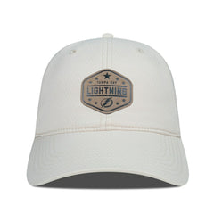 NHL Tampa Bay Lightning Men's Levelwear Faux Leather Patch Unstructured Adjustable Hat - Cream
