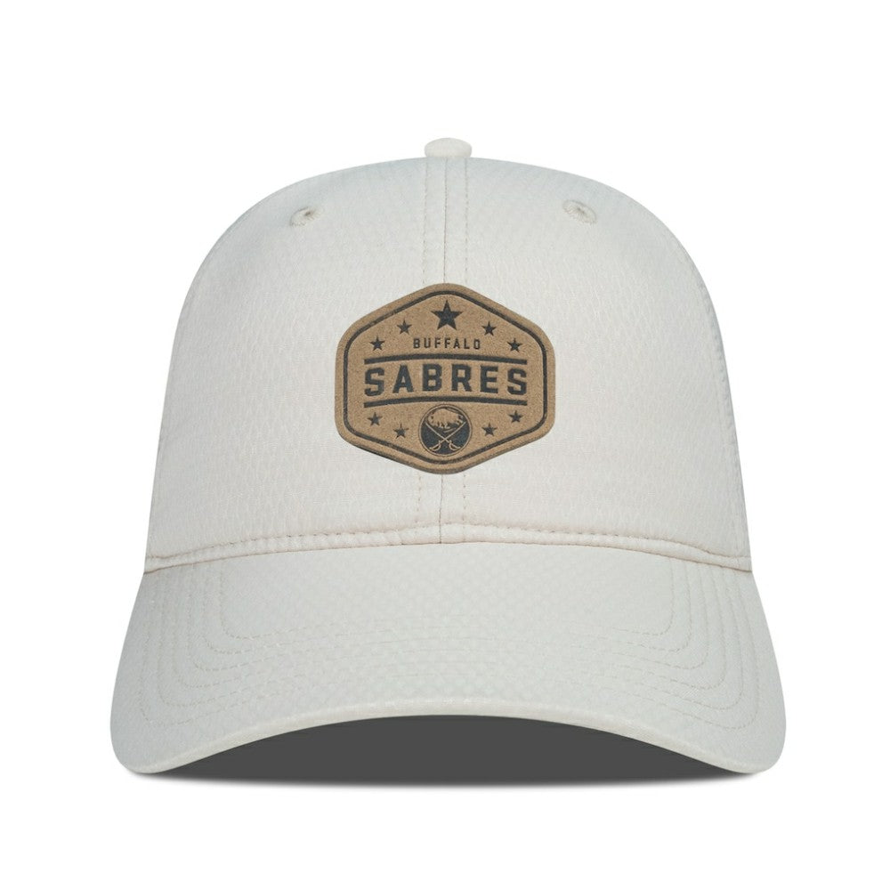 NHL Buffalo Sabres Men's Levelwear Faux Leather Patch Unstructured Adjustable Hat - Cream