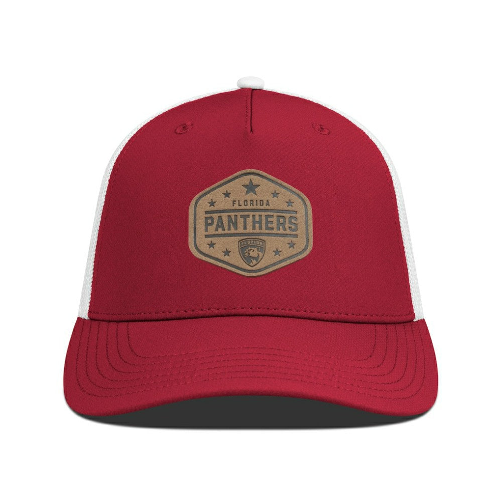 NHL Florida Panthers Men's Levelwear Faux Leather Patch Structured Adjustable Hat - Red