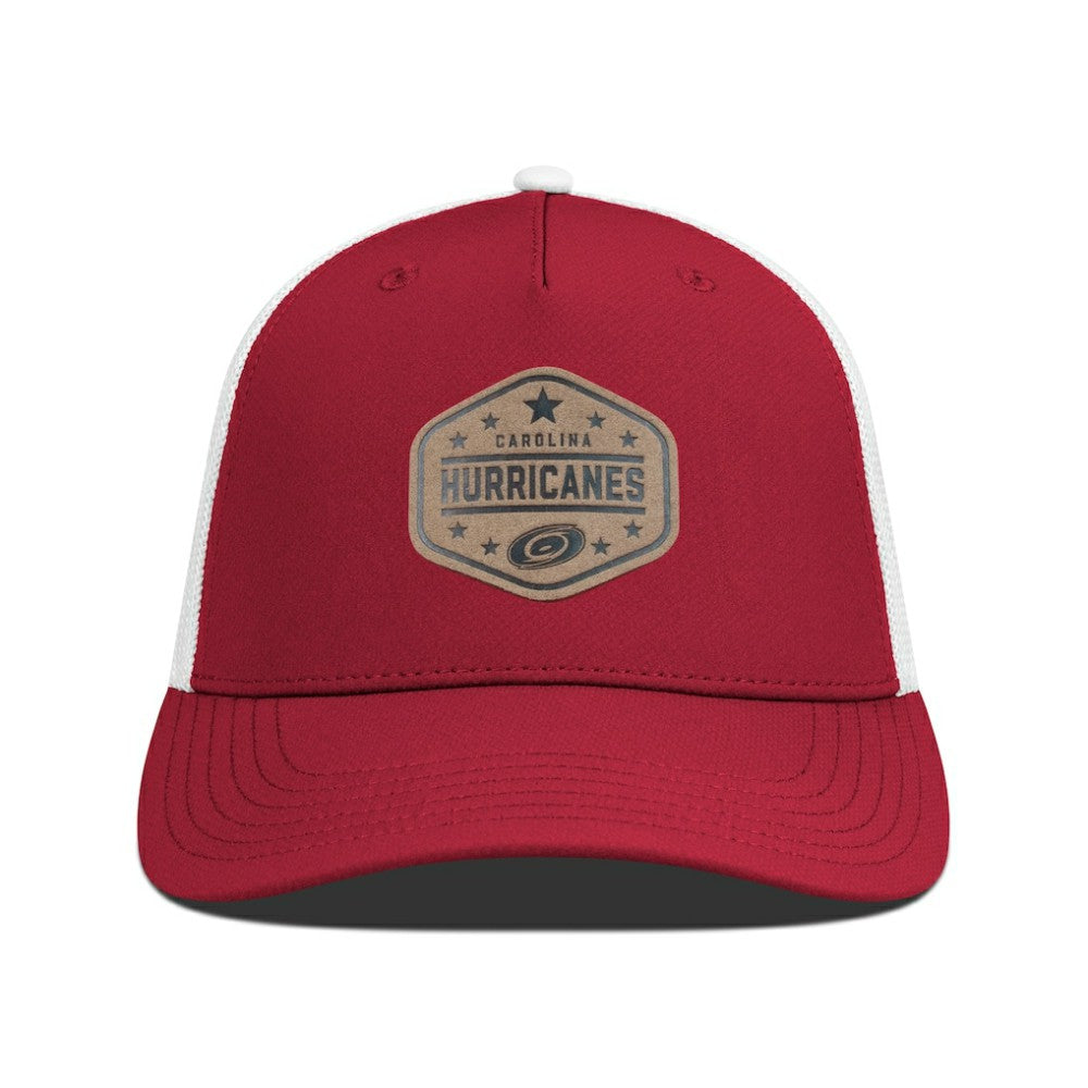 NHL Carolina Hurricanes Men's Levelwear Faux Leather Patch Structured Adjustable Hat - Red