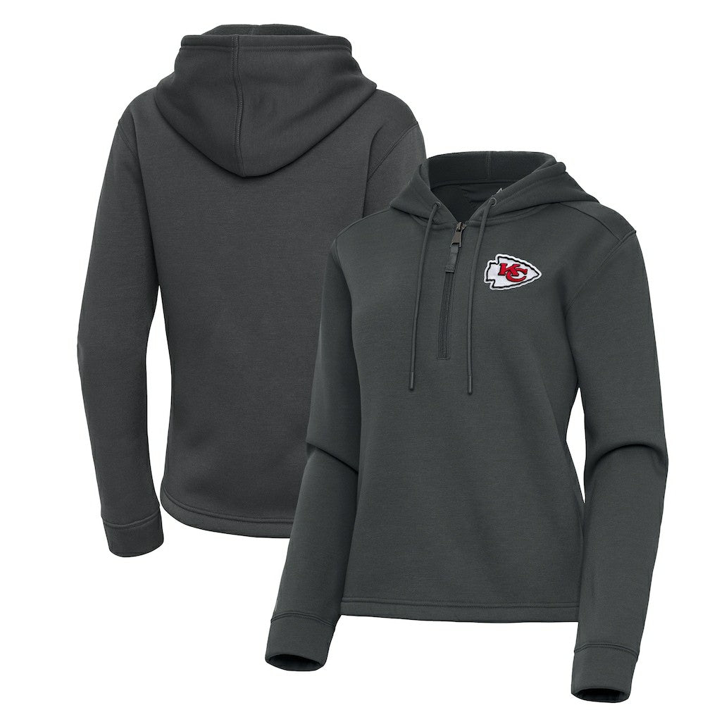 Kansas City Chiefs Antigua Women's Contemporary Quarter-Zip Hoodie Pewter