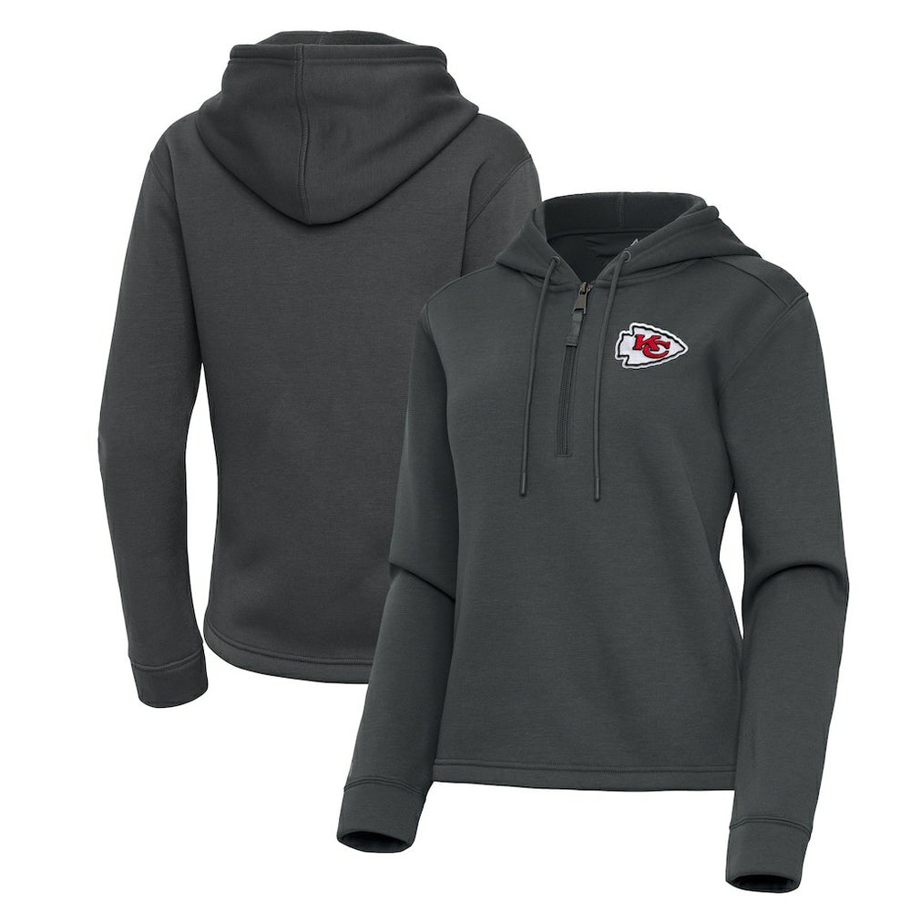 Kansas City Chiefs Antigua Women's Contemporary Quarter-Zip Hoodie Pewter