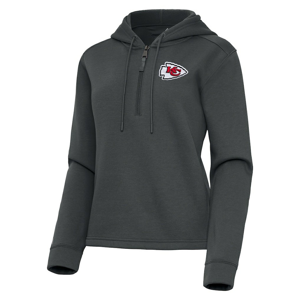 Kansas City Chiefs Antigua Women's Contemporary Quarter-Zip Hoodie Pewter